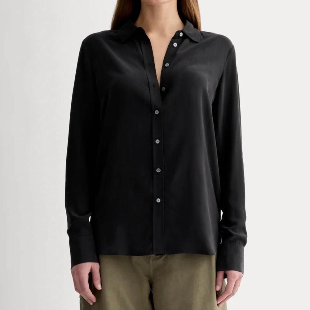 Everlane “Must-Have Shirt in Washable Silk” Black